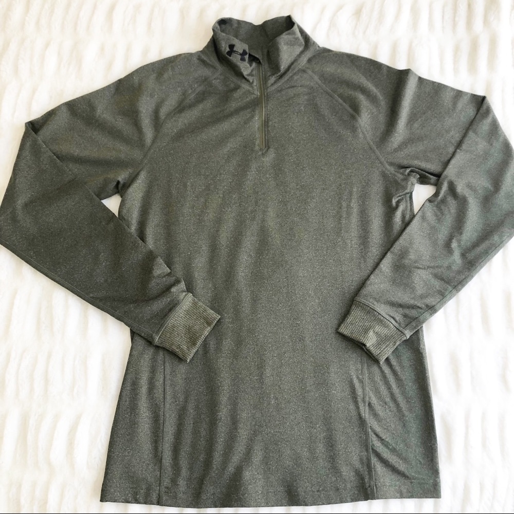 Under Armour Cold Gear Fitted Quarter Zip Pullover Green Sweater - Size Small